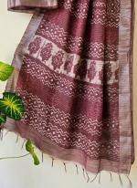 Cotton  Maroon Daily Wear Printed Saree